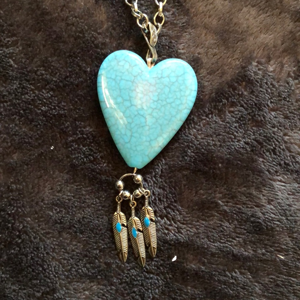 Handmade turquoise heart pendant necklace